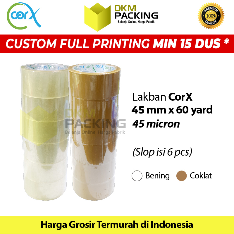 Lakban 45mm x 60yard CorX Plakban Isolasi PREMIUM TERMURAH / SELOP