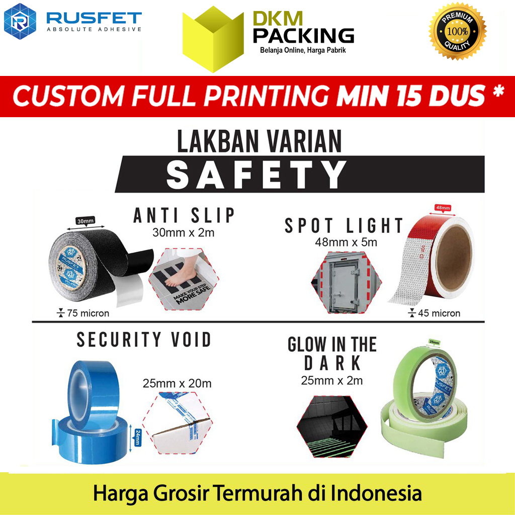 

Lakban SAFETY / SECURITY MARKING TAPE RUSFET PREMIUM TERMURAH SATUAN