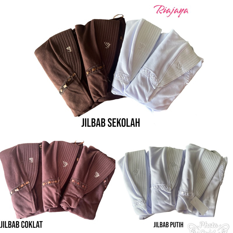 Jilbab Sekolah SD Model Serut Rabbani Putih Coklat SD SMP SMA Hijab Instan Sekolah
