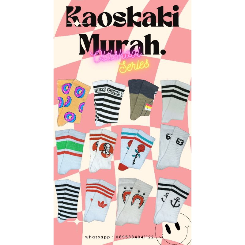 KAOS KAKI SPORT SKATE MOTIF OLDSKOOL BAND BRAND RETRO KAOS KAKI MALANG BISA COD DISKON DEWASA SEBETI