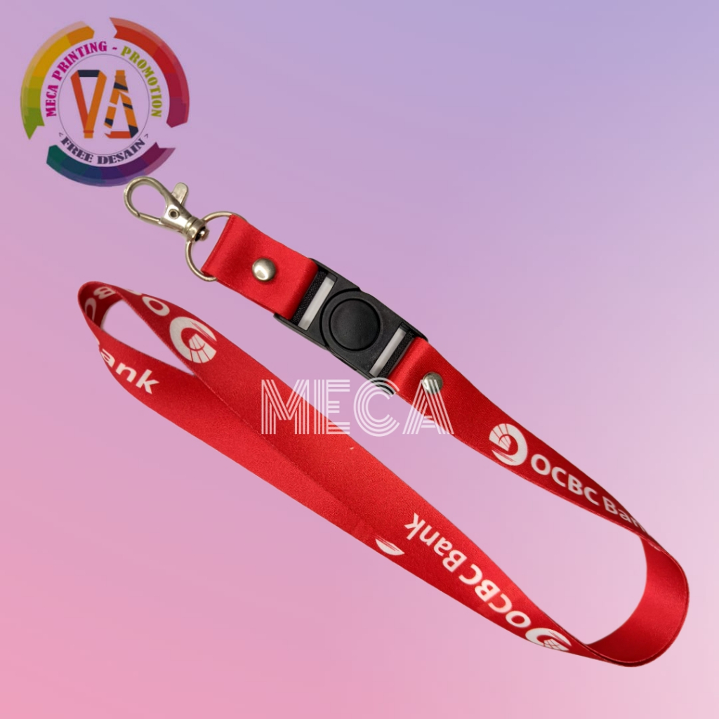 

OCBC LANYARD FULL PRINTING MERAH PEKAT BISA SATUAN FREE HOLDER