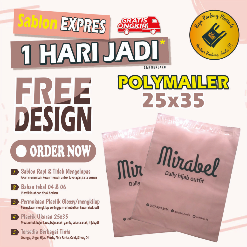 

<Free Desain> Sablon Plastik Polymailer Uk 25x35 Plastik Sablon Polymailer Plastik Packing Online Shop Plastik Olshop Promo