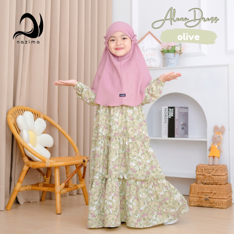 Nazima gamis anak Alexa Dress-Olive