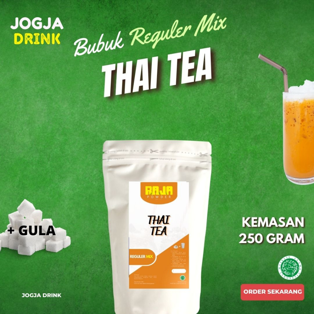 

Bubuk Minuman Teh Kekinian Thai Tea Powder 250 gram Reguler Premix Campuran Gula / Plain Original