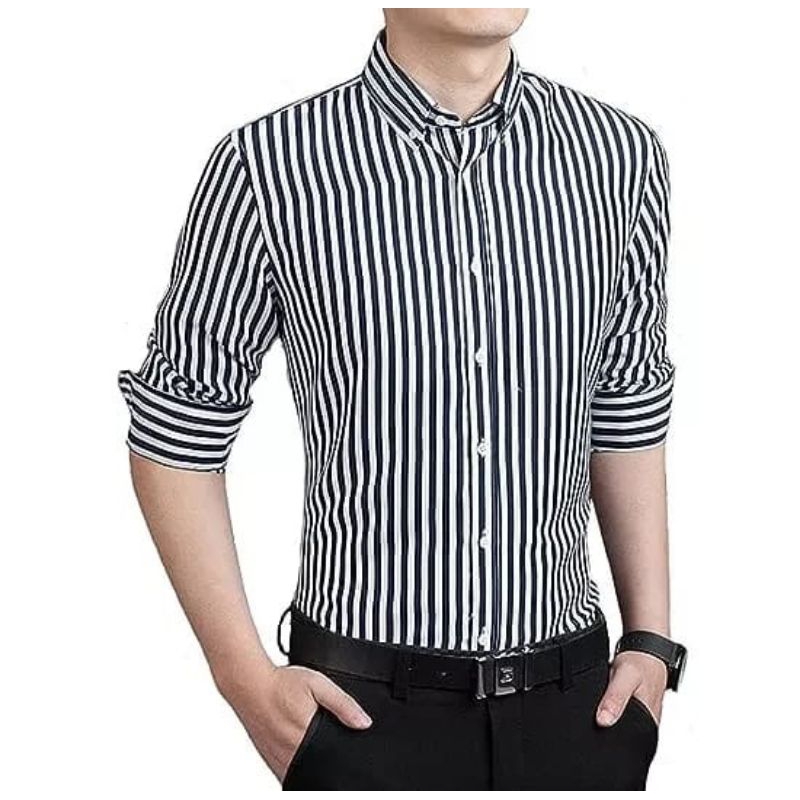 kemeja ganjar lengan panjang/lengan panjang lurik/kemeja salur/kemeja garis garis pria/kemeja ganjar