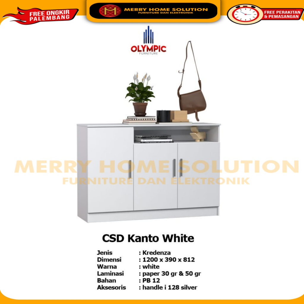 Buffet tv olympic / meja tv minimalis / rak tv putih CSD KANTO