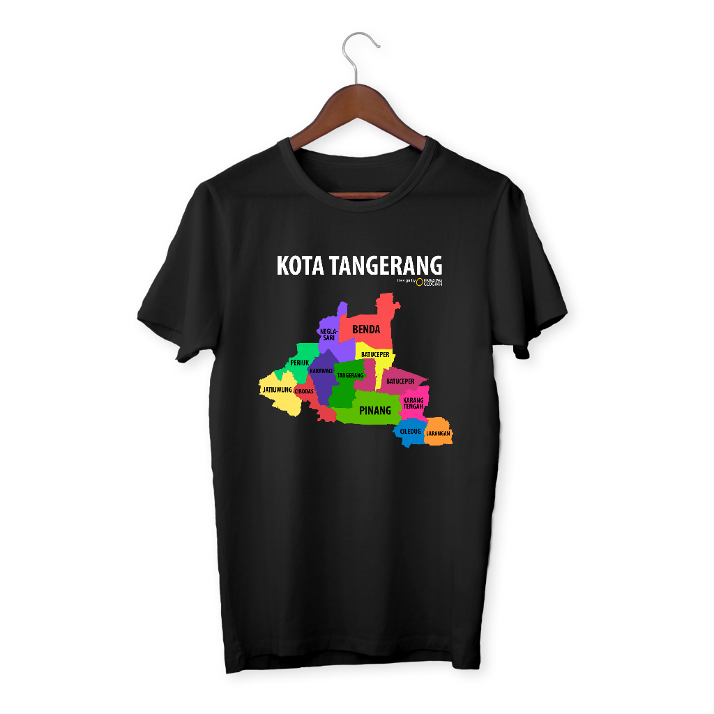 Kaos Peta Kota Tangerang, Banten - Tshirt Map by Mahasiswa Geografi