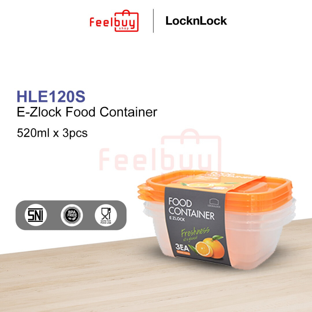 LocknLock EZ Lock 520ML/3pcs HLE120S Food Container Jeruk