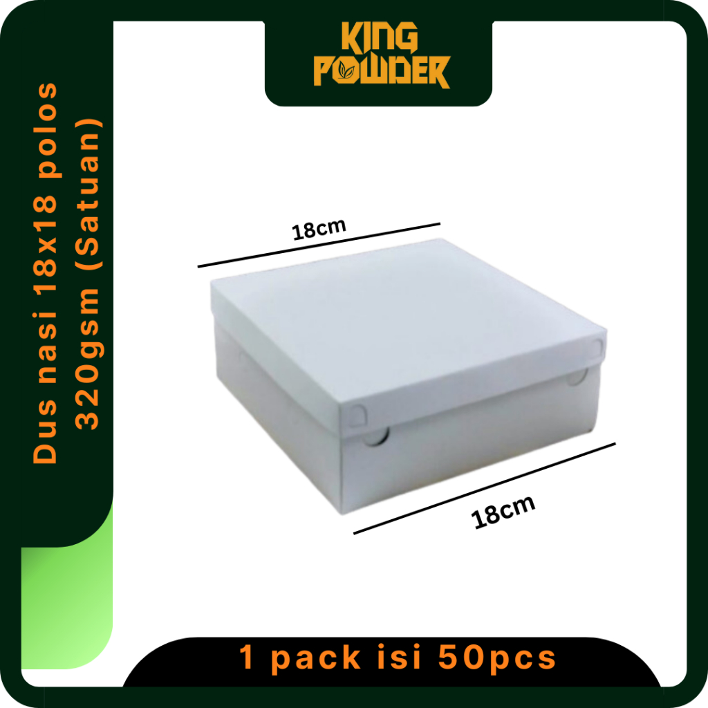 Dus Nasi 18x18 Duplex Putih  Dengan Tutup Pisah | Dus Nasi 18x18 Kraft Super tebal isi 50pcs