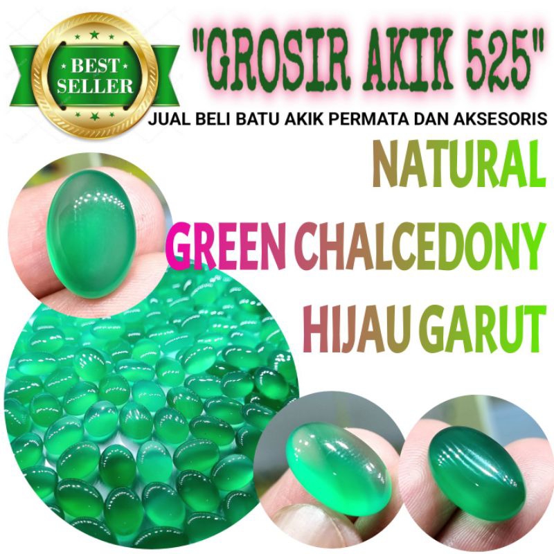 Batu akik green chalcedony 14mm hijau garut asli natural