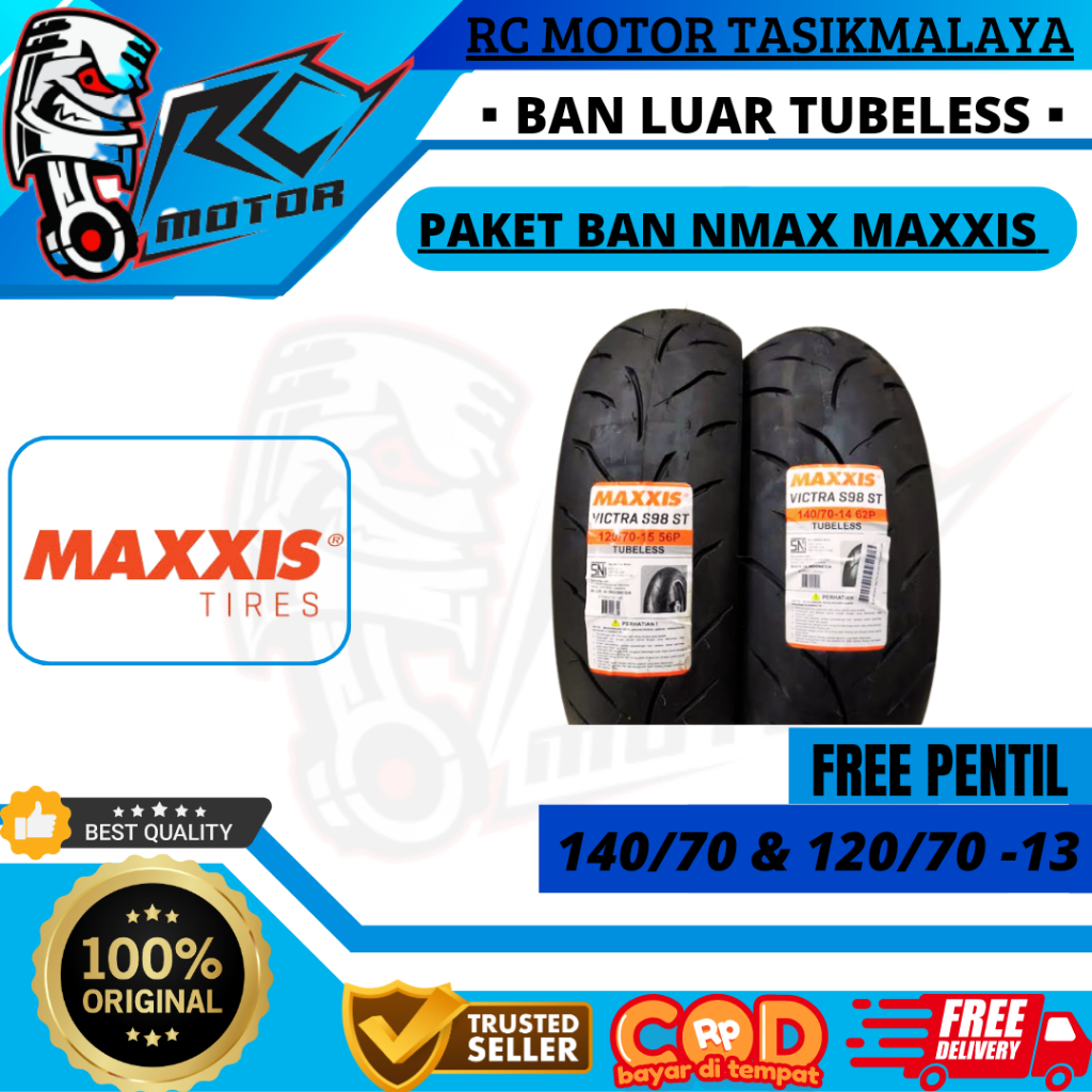 PAKET BAN NMAX MAXXIS VICTRA TUBLES DEPAN 120/70 DAN BELAKANG 140/70 RING 13 ORIGINAL BARU BISA COD