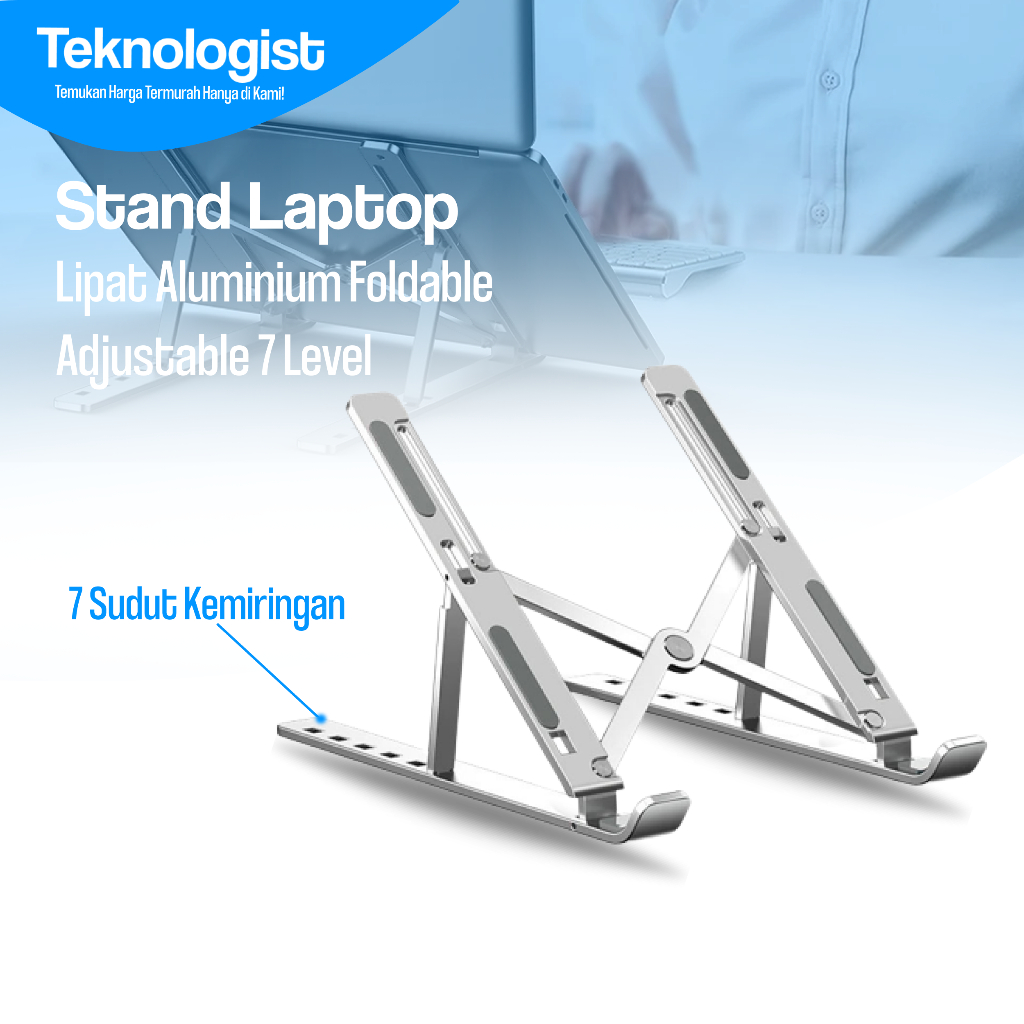Stand Laptop Lipat Aluminium Portable Adjustable / Dudukan Laptop / Penyangga Laptop