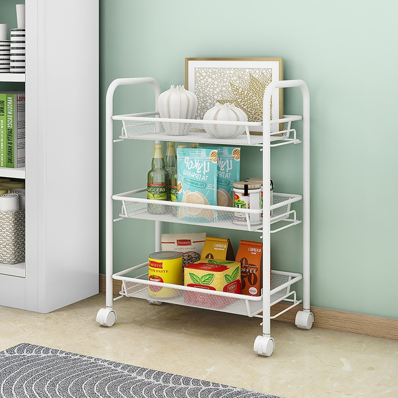 Rak Besi Serbaguna Roda Troli 3 Susun 4 Susun Rak Dapur Rak Makanan Rak Kantor
