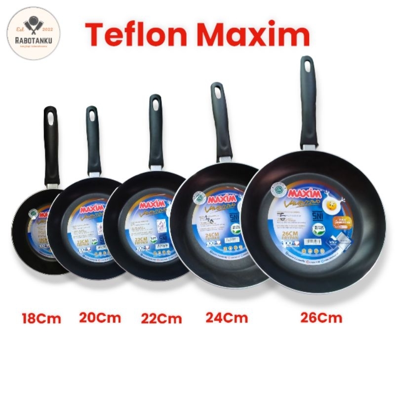 Teflon maxim anti lengket 18cm, 20cm, 22cm, 24cm, 26cm / teflon anti lengket tanpa minyak / teflon k