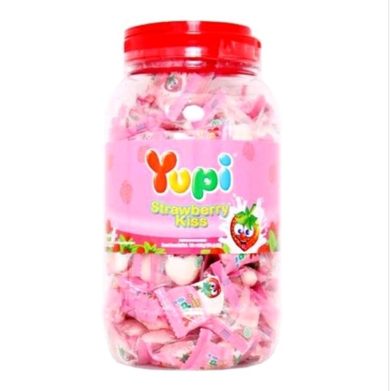 

YUPI STRAWBERRY KISS PERMEN GULA LUNAK JELY KEMASAN TOPLES NETTO 300 GR