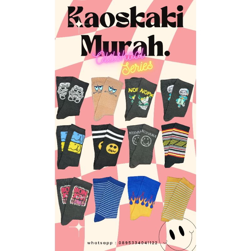 KAOS KAKI MOTIF BAND OLDSKOOL RETRO TRIBAL BRAND MURAH BISA COD MALANG UKURAN DEWASA DISKON RETRO KA