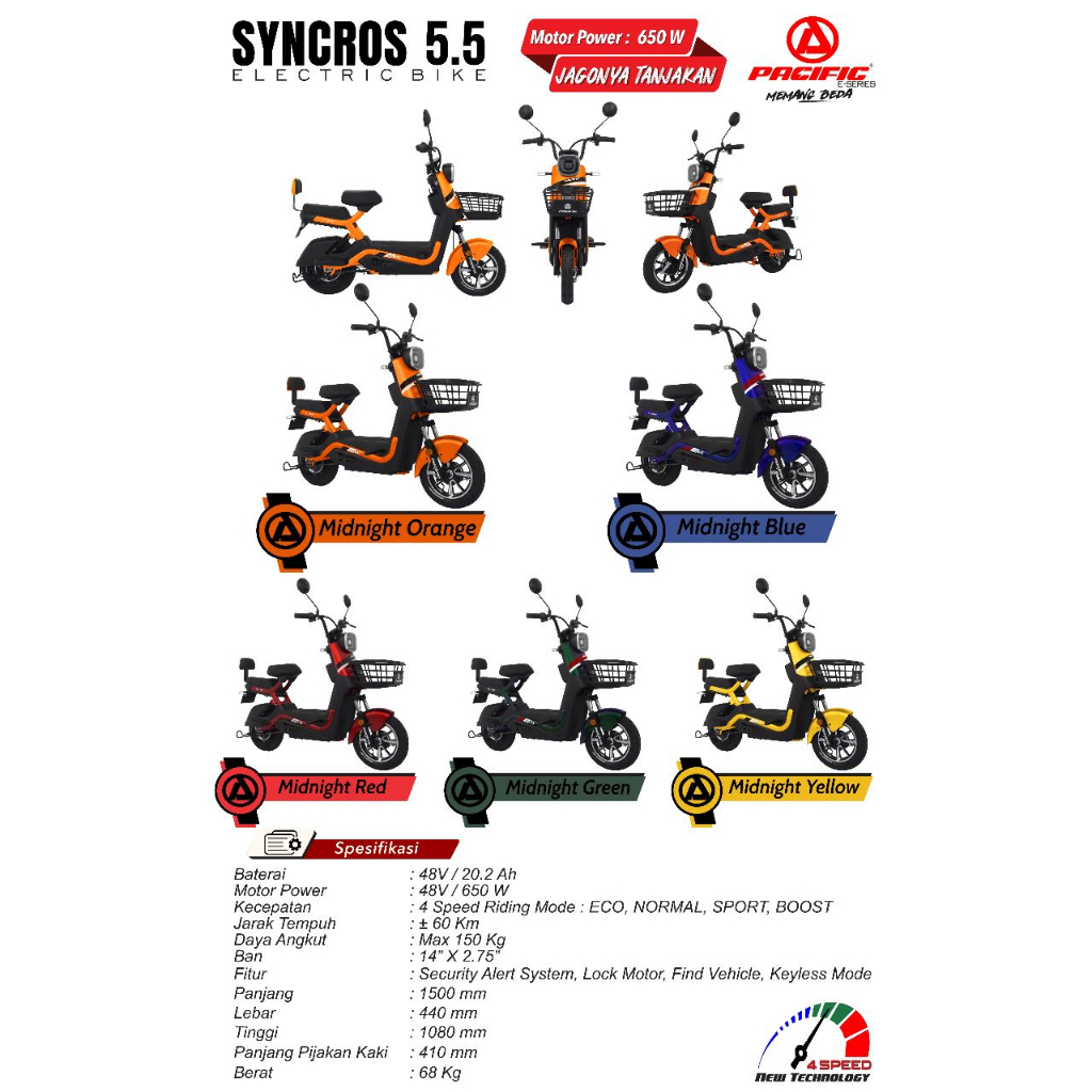 SEPEDA LISTRIK PACIFIC SYNCROS 5.5 Garansi Resmi Pacific Exotic