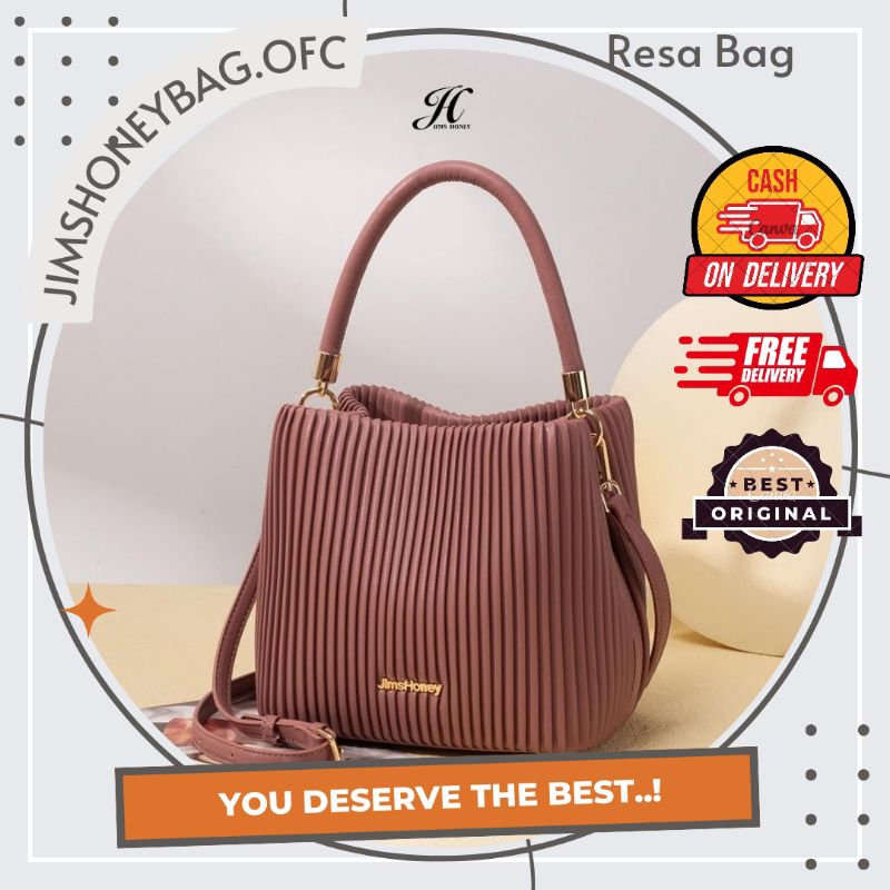 TAS SELEMPANG TENTENG WANITA PLISKET POLOS IMPORT MURAH RESA BAG JIMS HONEY