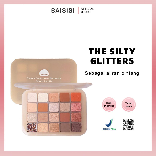 CepatSampai- BAISISI Eyeshadow 20 COLAR Eyeshadow Palette Pigmented Glitter Matte Kombinasi Tahan La