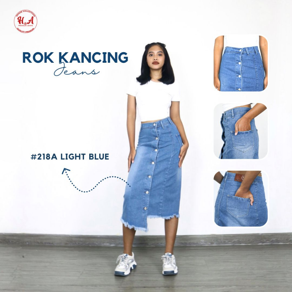 HAVILA - ROK KANCING PENDEK - BAHAN PREMIUM SOFT JEANS - ROK JEANS 7/8 WANITA - PREMIUM QUALITY - RO