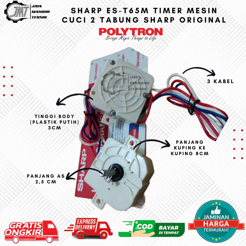 SHARP ES-T65M TIMER MESIN CUCI 2 TABUNG | PEMUTARAN MESIN CUCI SHARP 3 KABEL ORIGINAL