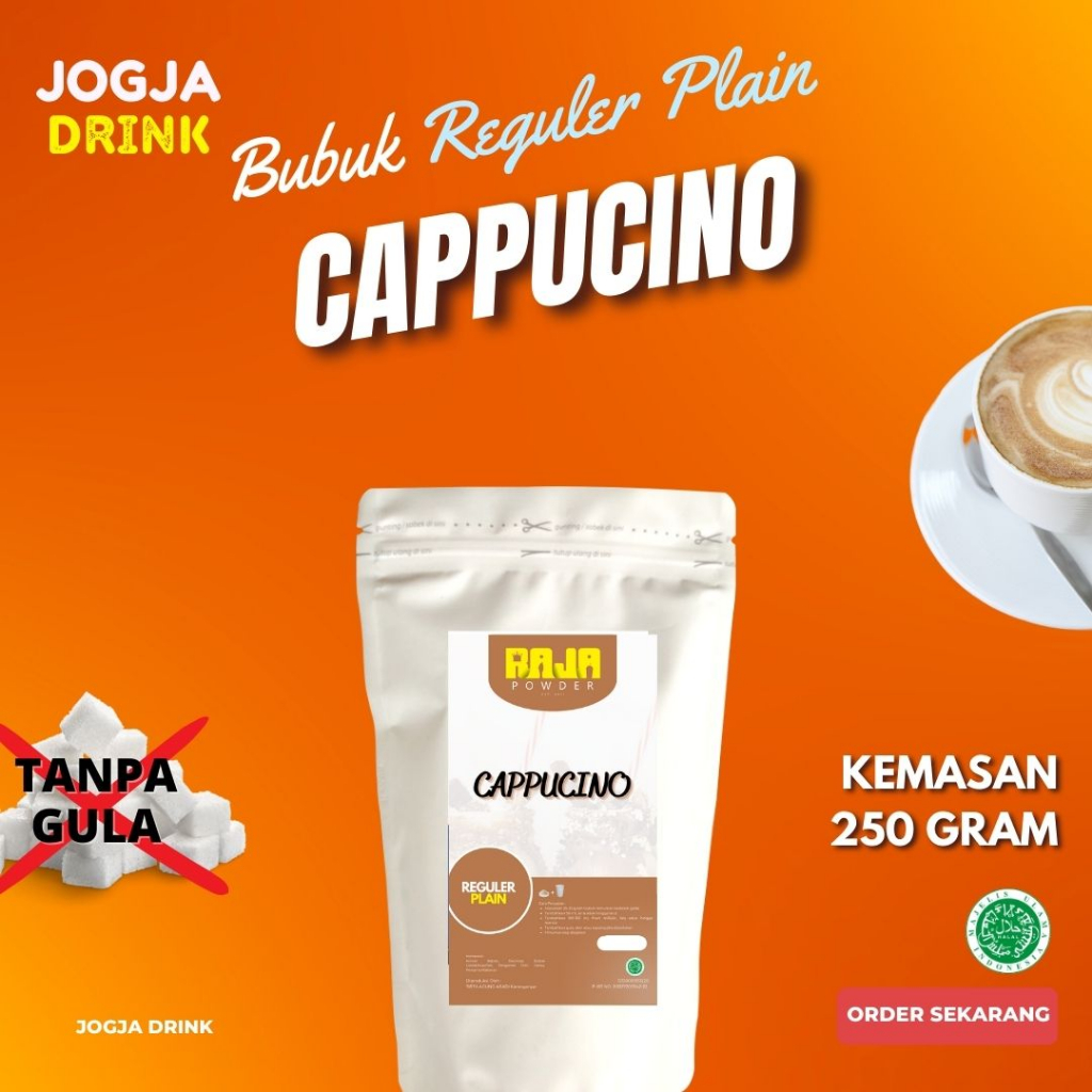 

Bubuk Minuman Rasa Kopi Kekinian Cappucino Coffee Powder 250 gram Reguler Premix Campuran Gula / Plain Original