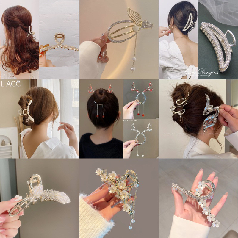 Jepit Rambut Medium Berlian Imitasi Mutiara Korea fashion Penjepit rambut