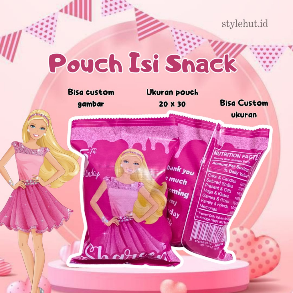 

Pouch Snack I Bingkisan Snack Ultah I Hampers Snack I Pouch Barbie I