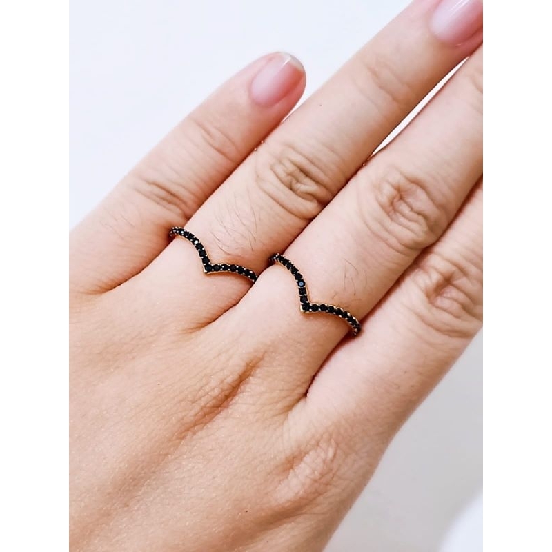 Cincin emas aurel mata hitam kadar 375/8k