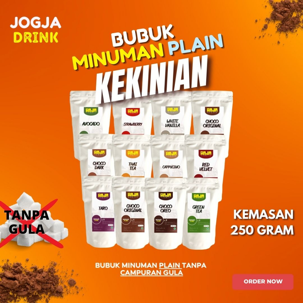 

Bubuk Minuman Rasa Teh (Tea) / Kopi (Coffee) / Coklat (Choco) Powder Kemasan 250 gram Reguler Plain Original