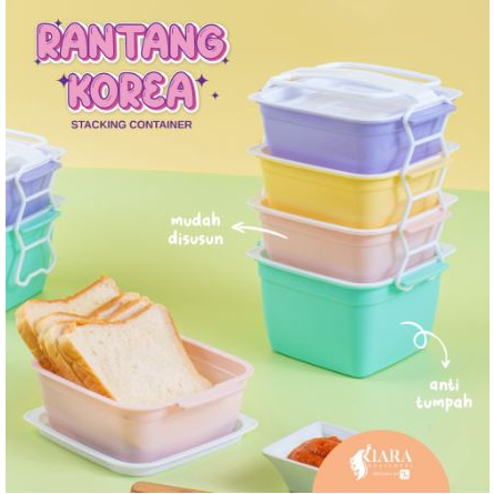 Rantang Korea/Rantang Plastik Susun 3 & 4 Kotak Makan Susun Korea Food Grade 100% BPA FREE