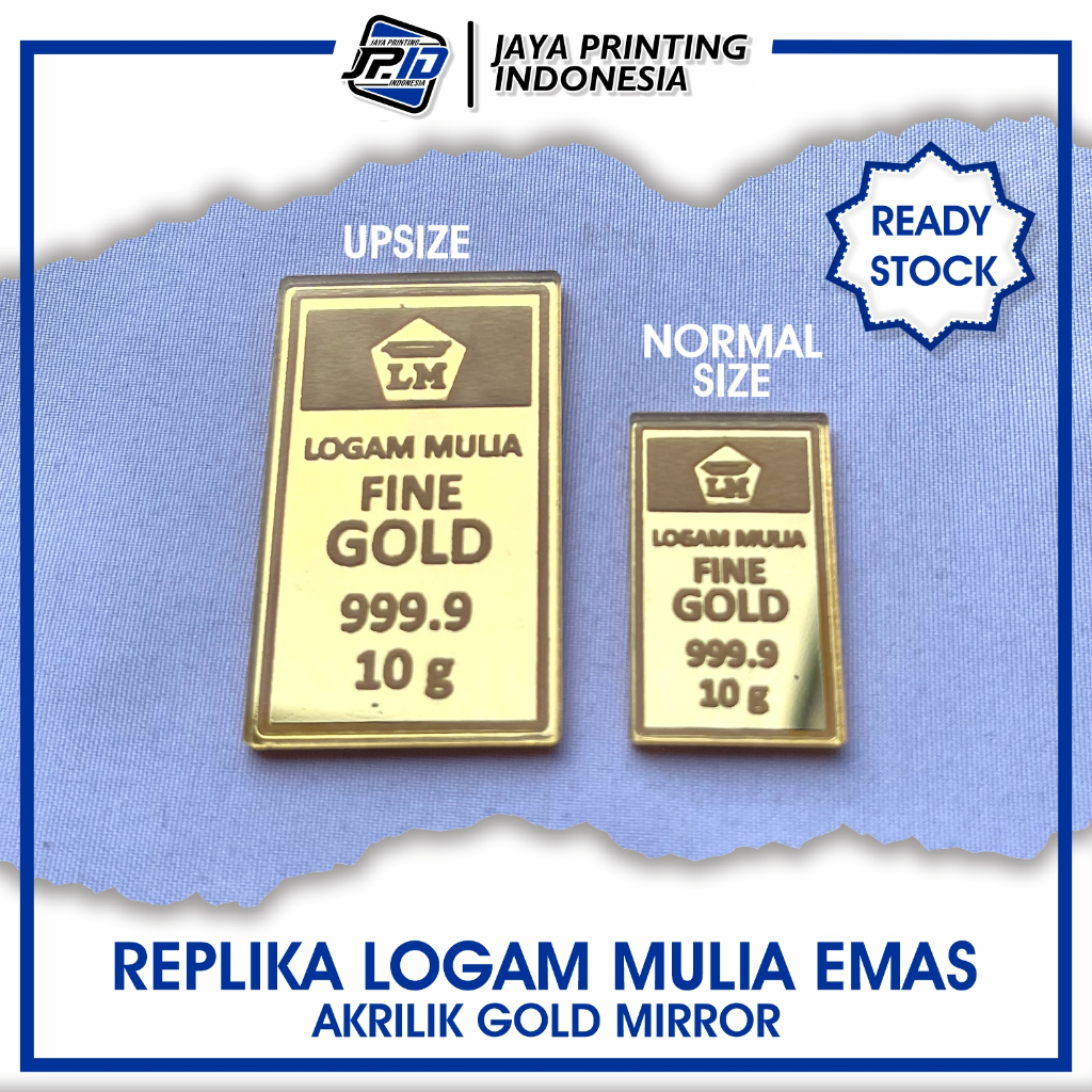 Replika LM Logam Mulia Emas Batangan Akrilik Mirror Gold Hiasan Mahar Ukuran Upsize JPID