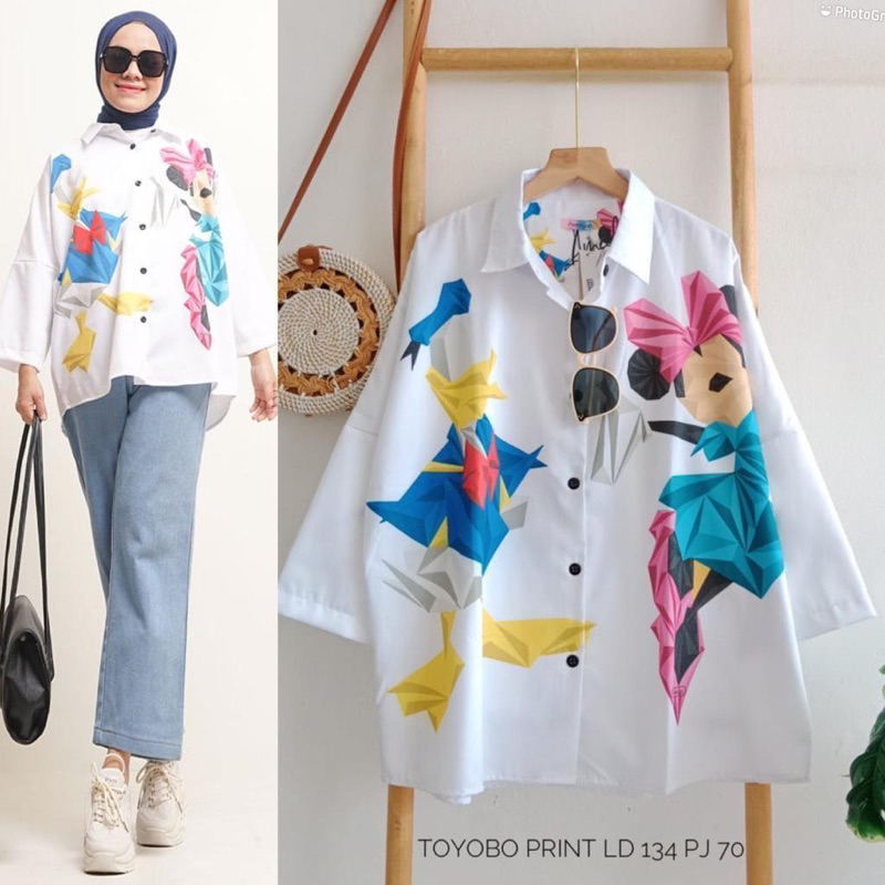 kemeja print motif toyobo print import