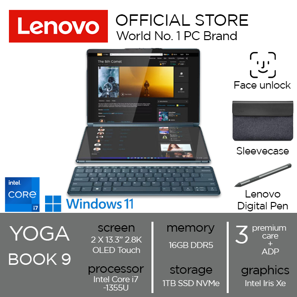 Lenovo Yoga Book 9i 13IRU8 Intel i7 1355U 16GB 1TB SSD Iris Xe W11 OHS