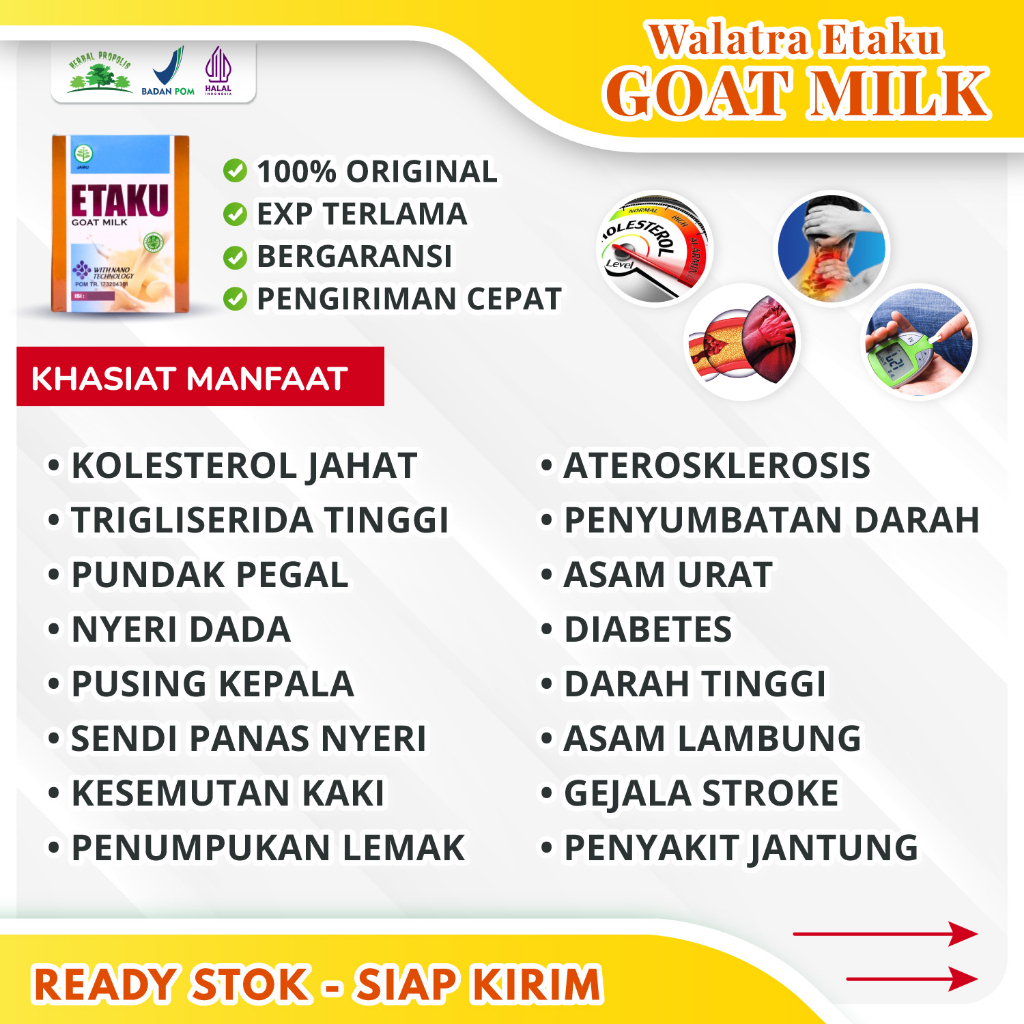 

Susu Penurun Kolesterol Tinggi Obat Trigliserida Penumpukan Lemak Darah Atasi Gula Darah Tak Normal ETAKU Susu Kambing Etawa Asli 100% Original