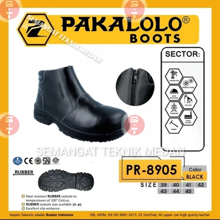 SFR89905 SEPATU SAFETY SEMI BOOTS POLOS HITAM SHOES PAKALOLO SFR 89905