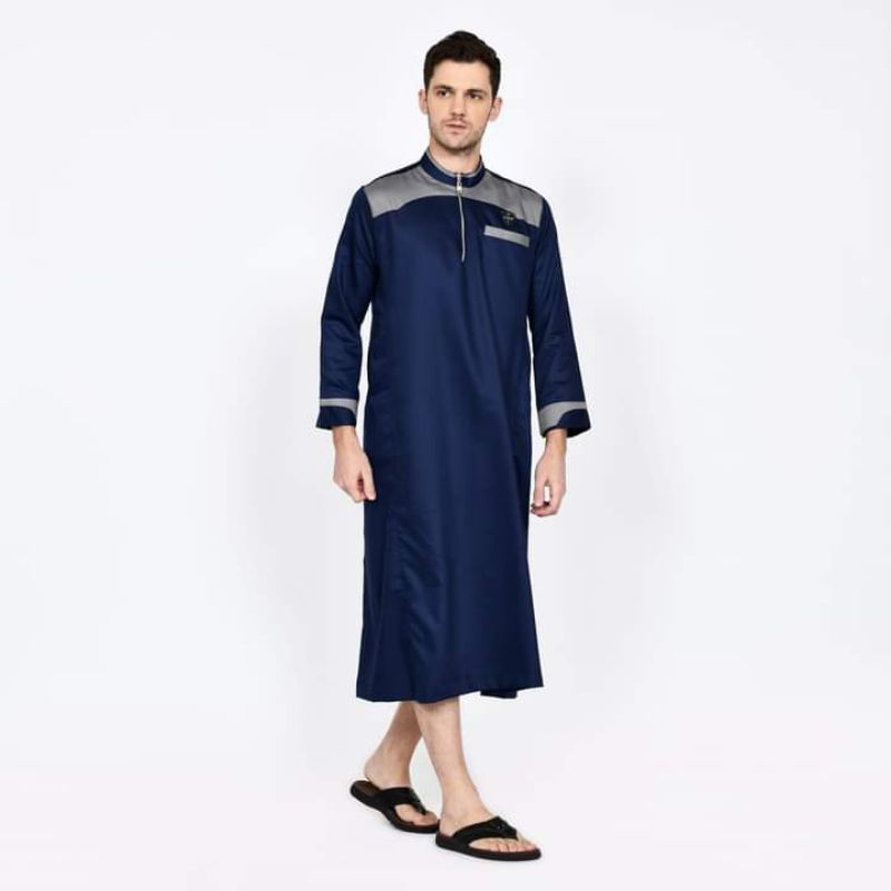 Al Muslim JUBAH KOMBINASI TOYOBO -jubah ikhwan - gamis pria lengan panjang -jubah dewasa -gamis pria