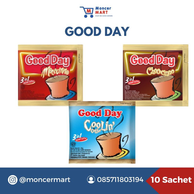 

Good Day Coffee 3 in 1 Renceng 10 Sachet @20 gr