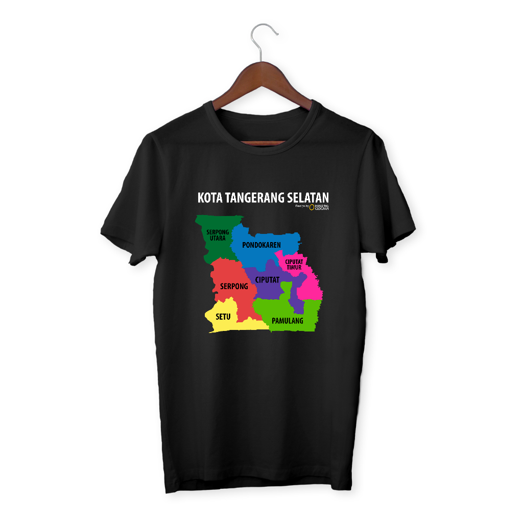 Kaos Peta Kota Tangsel / Tangerang Selatan, Banten - Tshirt Map by Mahasiswa Geografi