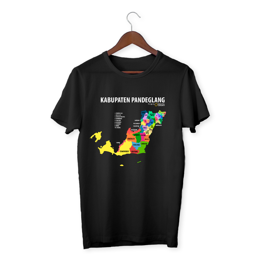 Kaos Peta Kabupaten Pandeglang, Banten - Tshirt Map by Mahasiswa Geografi