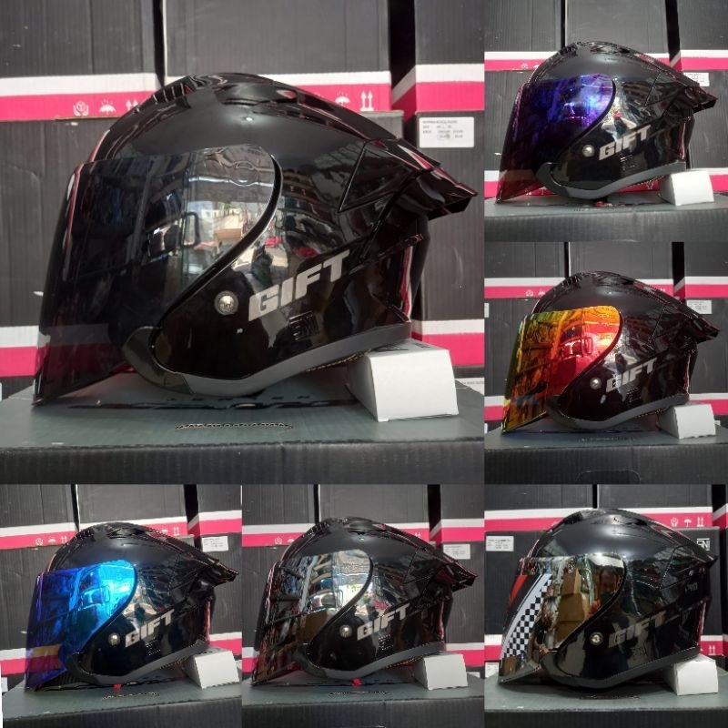 Helm Gift Sargon Solid Black glosy |Hitam glossy paket ganteng (free visor ori)