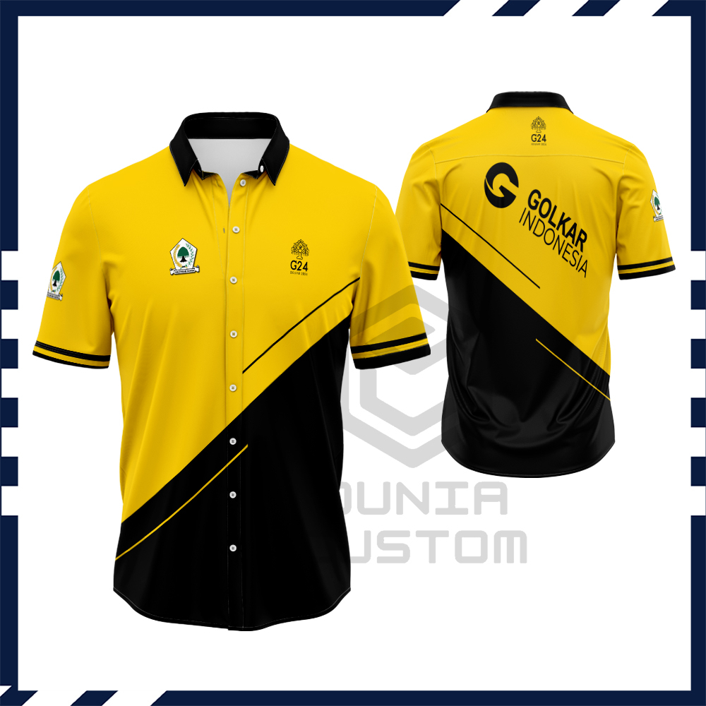 Jual Kemeja Golkar || Baju Kemeja Pria GOLKAR - Partai Golongan Karya Fullprint