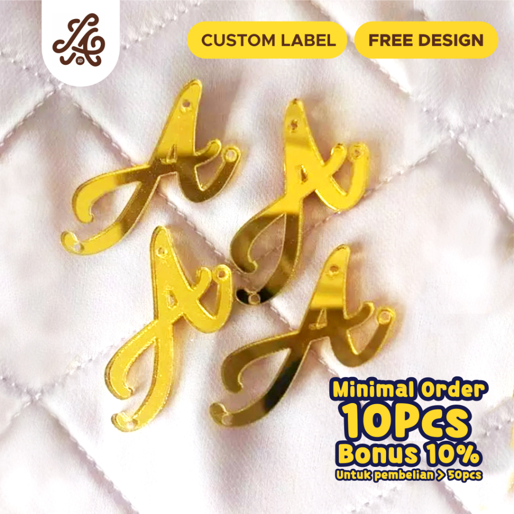 Custom Label Akrilik / Label Hijab Branding / Label Inisial Nama brand