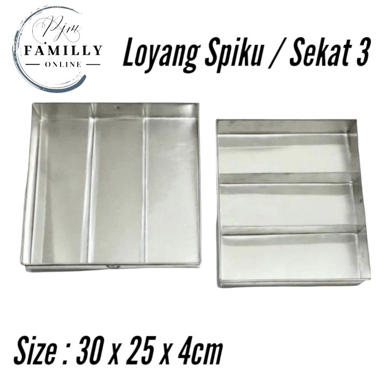 Loyang SPIKU Lapis Sekat 3 / Cetakan Kue Brownies Sekat 3 / Loyang Lapis Kukus Surabaya
