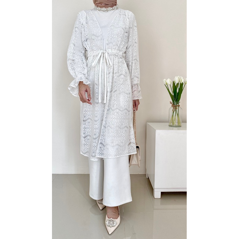 Shabira Outer Brukat Lace - KANIKI - Outer Brukat Tali Pita - Long Outer - Outer Tunik - Lace Outer