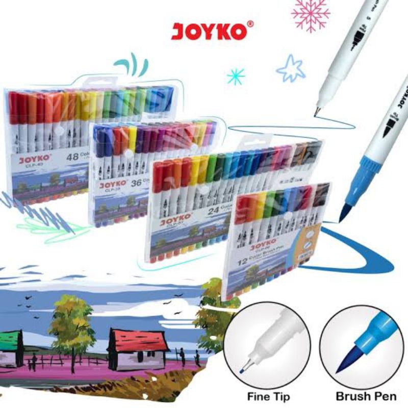 

mh JOYKO CLP06 CLP07 CLP39 CLP40 DOUBLE TIP COLOR METALLIC BRUSEN BRUSH PEN SET 12 24 36 48 WARNA