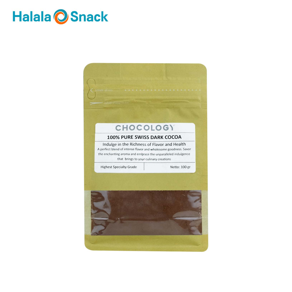 

CHOCOLOGY 100% Pure Swiss Dark Cocoa | Bubuk Dark Cocoa Asli 100 gr