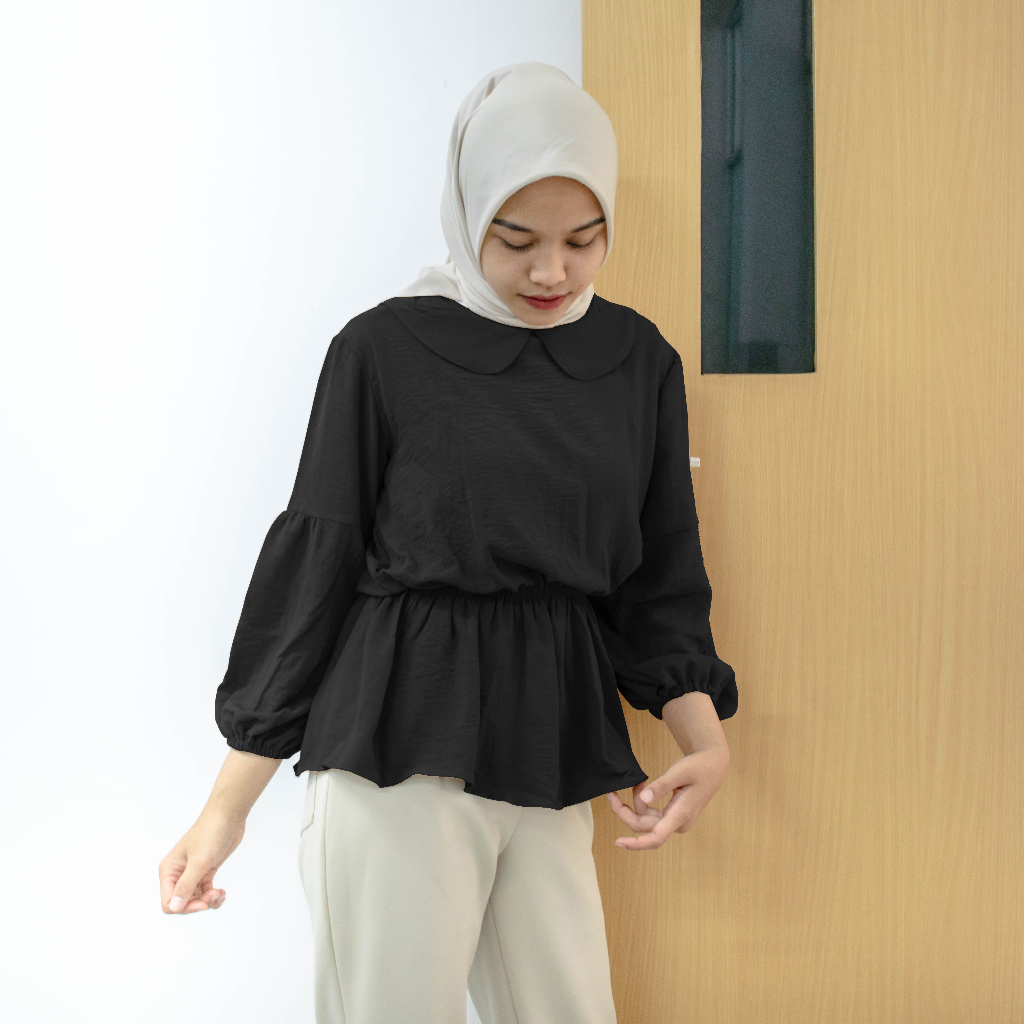Karin Blouse Crinkle Serut Pinggang | Blouse Wanita Crinkle