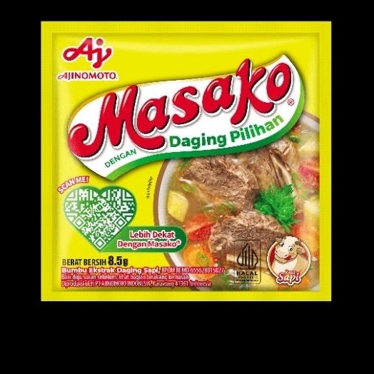 

Masako sapi 8,5 gram (1 renteng = 12 pcs)