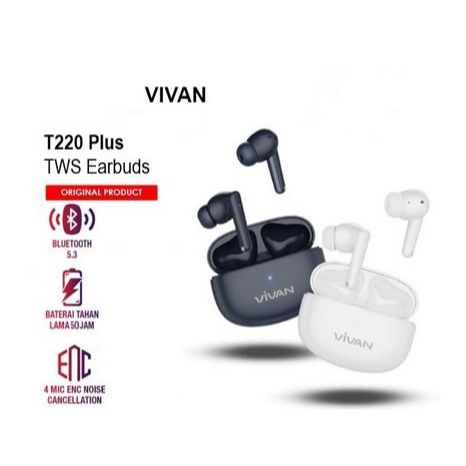 Headset VIVAN Earphone TWS Bluetooth Liberty T220 PLUS WHITE